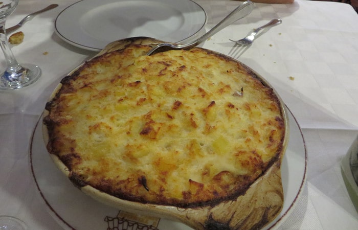 Bacalao as natas del O Telheiro comer en Aveiro