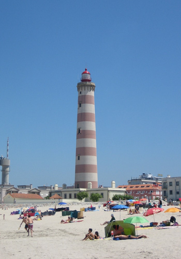 Playa "cerrada" de Barra con el faro al fondo playas de Aveiro