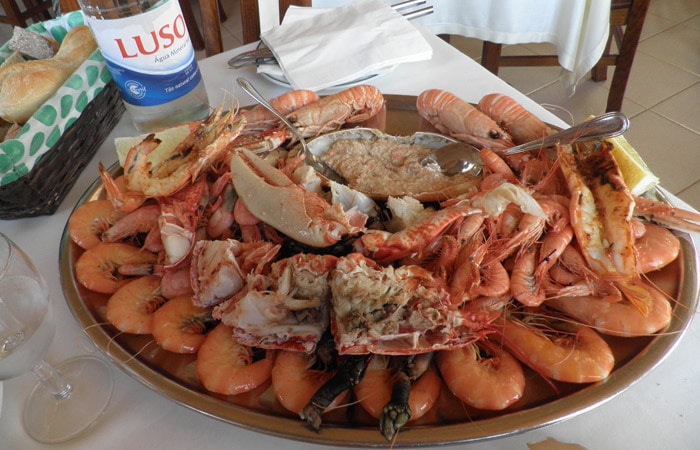 Mariscada de la Marisquería Costa Nova comer en Aveiro
