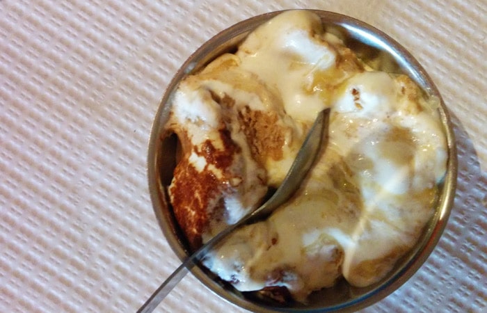 Postre de la casa del restaurante El Dorado de Foios Portugal