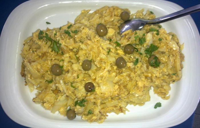 Bacalao a brás del Clube de Vela de Costa Nova comer en Aveiro