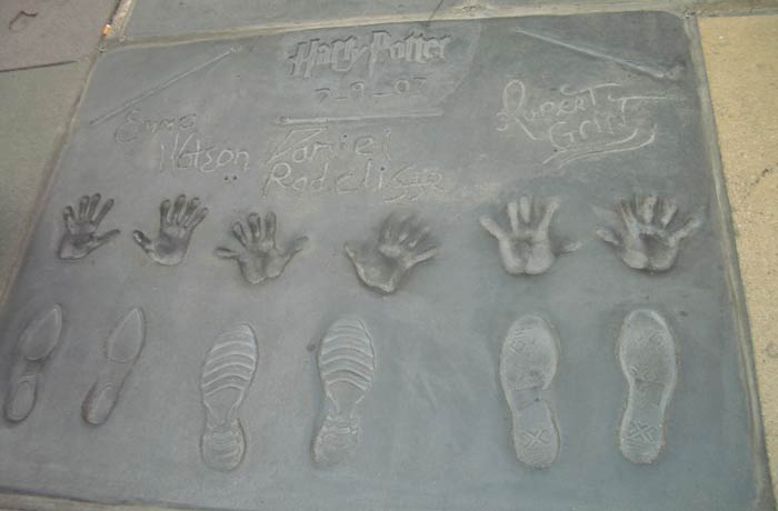 Huellas de los actores de la saga "Harry Potter" Paseo de la Fama de Hollywood