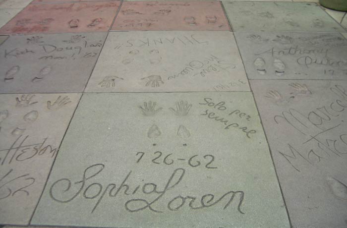 Huellas de Sophia Loren Paseo de la Fama de Hollywood
