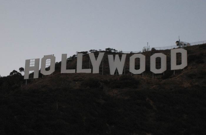 Otra vista de las letras del cartel de Hollywood