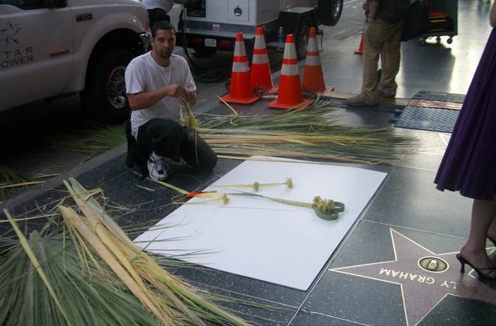 Preparando una de las estrellas Paseo de la Fama de Hollywood