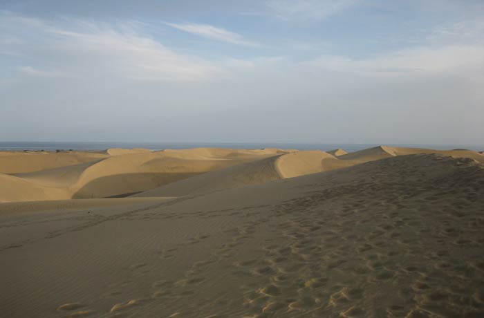 La Dunas de Maspalomas con el Atlántico al fondo