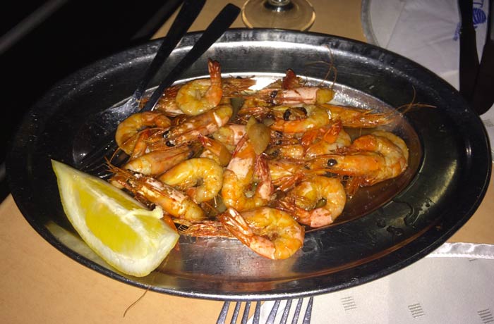 Gambas del restaurante O Antonio comer en el Algarve